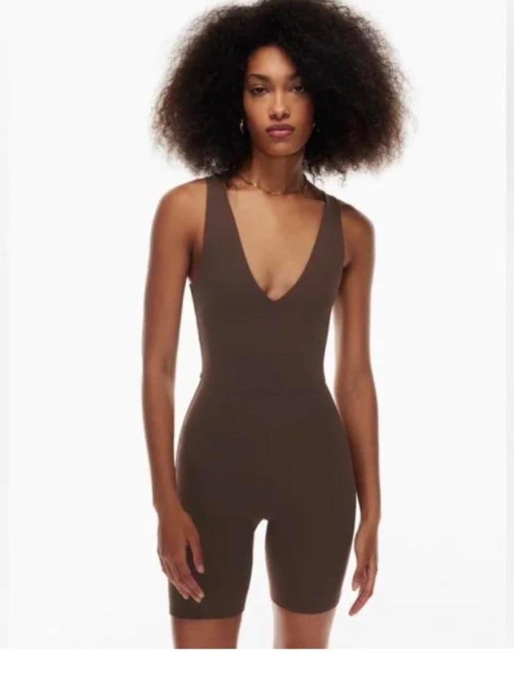 NWOT Aritzia Babaton Chocolate Brown Sleeveless V-Neck Romper